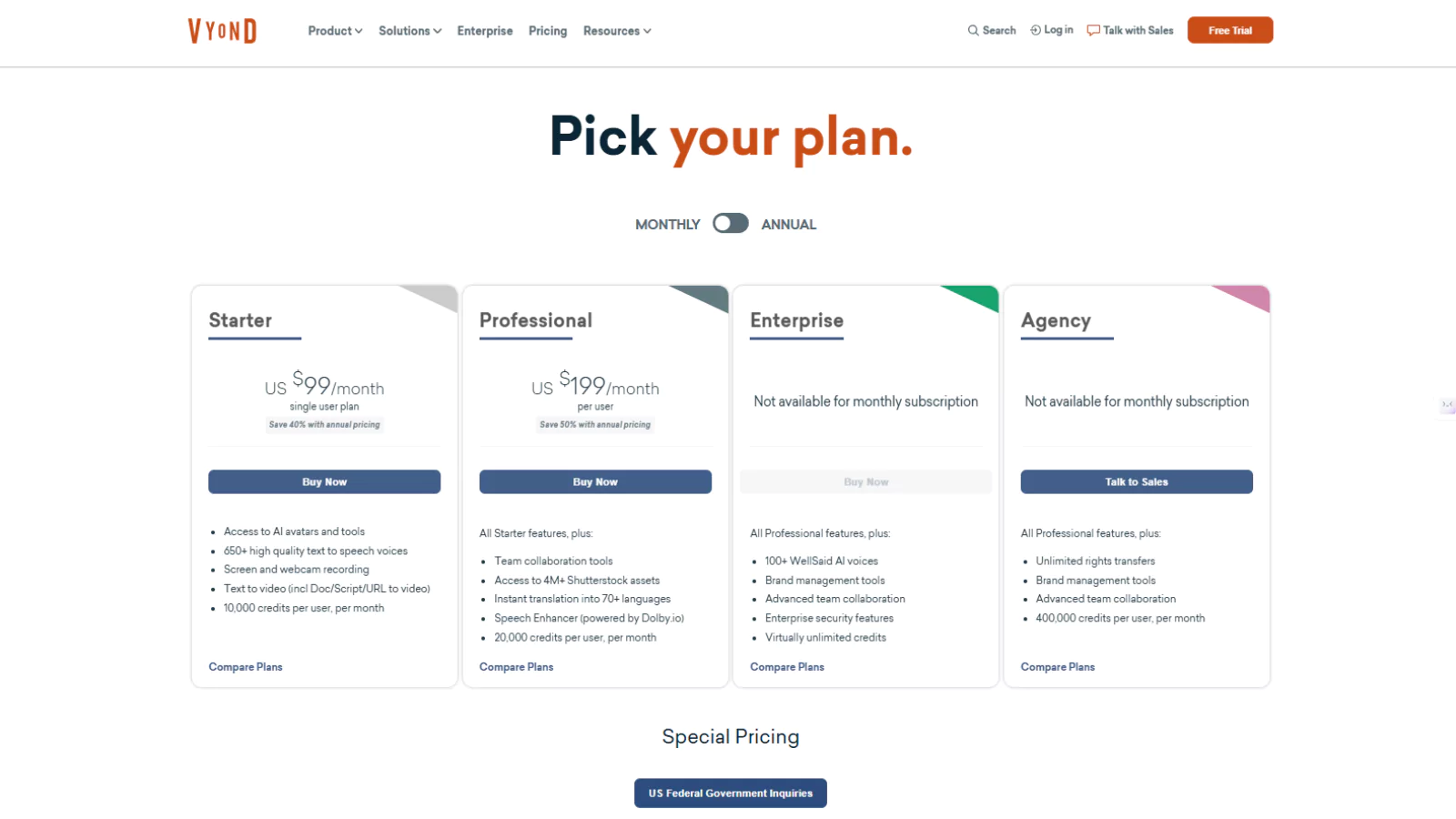 vyond-monthly-plans