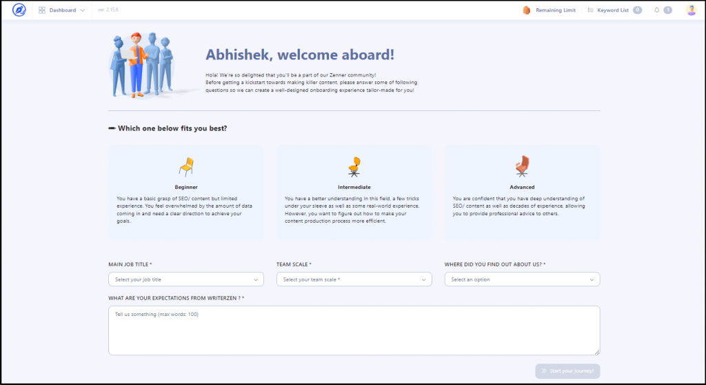 writerzen-dashboard-welcome-aboard